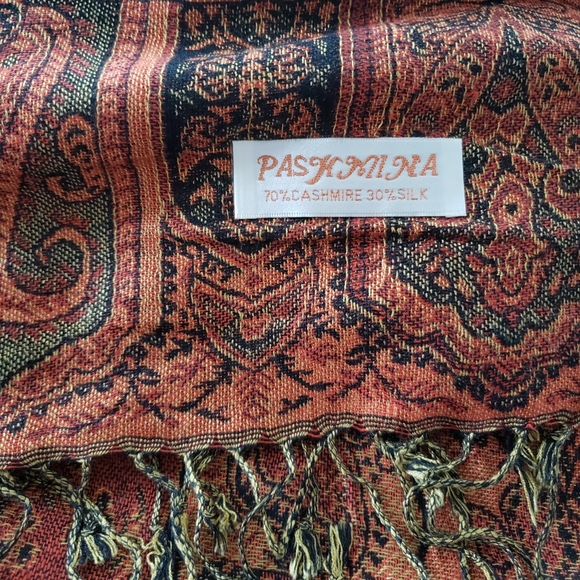 Earthy tones paisley pashmina scarf wrap shawl - Picture 4 of 4